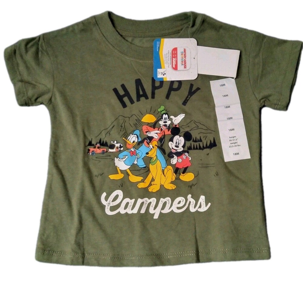 Disney Happy Campers Child T Shirt  Mickey Mouse Vacation Goofy Pluto 18m